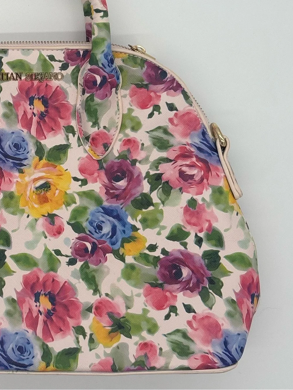 Floral Print Dome Satchel Handbag - Multicolor